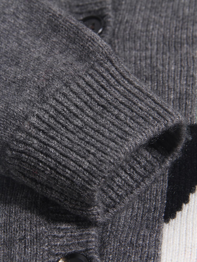 Kids Village Pattern Button-Down Cashmere Cardigan